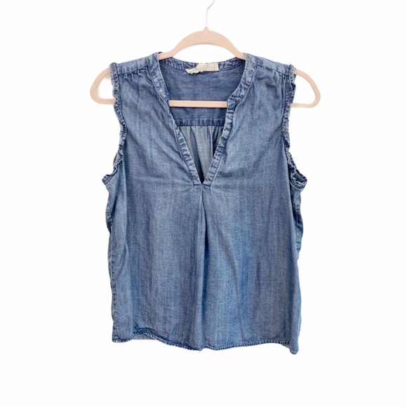 lovestitch Tops - Lovestitch Blue Denim V-Neck Tank Top